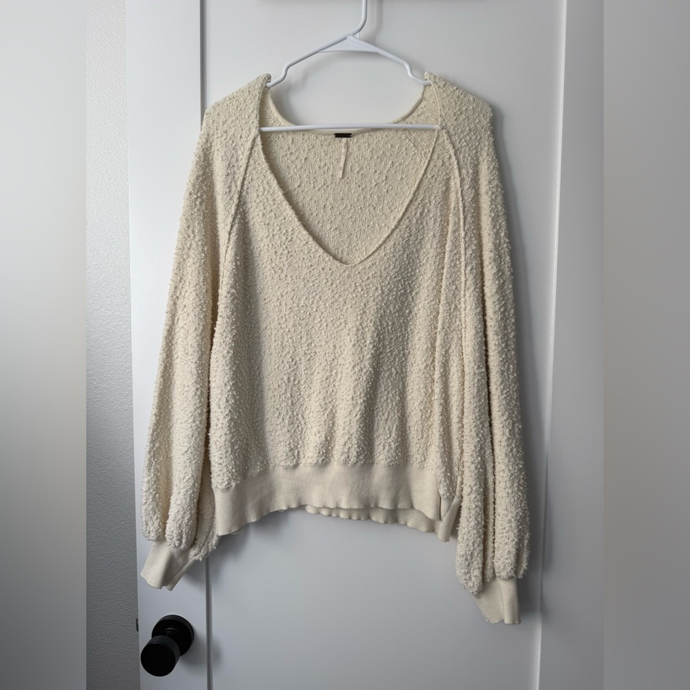 Free People Found My Friend Slouchy Popcorn V-Neck Sweater